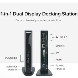 Plugable USB 3.0 Universal Laptop Docking Station Dual Monitor for Windows and Mac, USB 3.0 or USB-C, (Dual Video: HDMI and HDMI/DVI/VGA