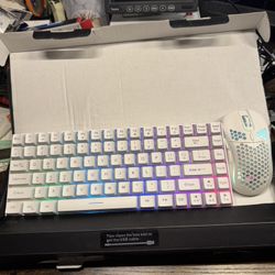 K84 Wireless Keyboard and Mouse Combo, Rainbow Backlit Rechargeable Battery, ...  Opened box to test, never used, box may have some damage