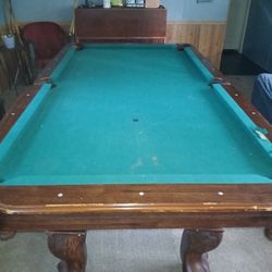 Pool Table With Balls And Sticks