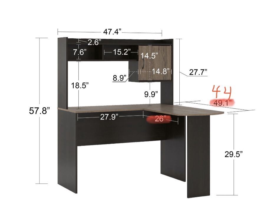 L-Shaped Desk with Hutch, Black Oak (Mainstays @ Walmart