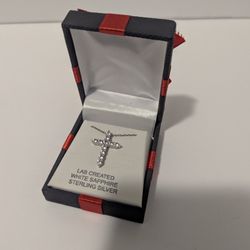 Silver Sapphire Cross 