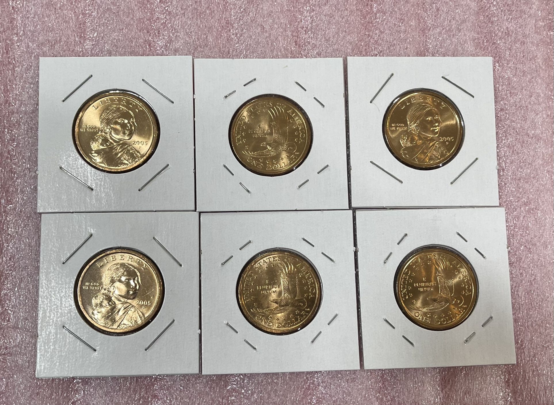 6 SACAGAWEA GOLDEN DOLLAR AMERICAN INDIAN COINS sold As Group