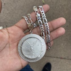 925 sliver chain with Mexican ounce coin pendent