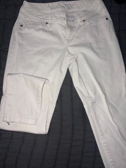 The Limited Women's White Denim Skinny Jeans Slim Fit Mid Rise Ankle Zip Size 4R