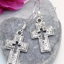 Antique Tin Cross earrings