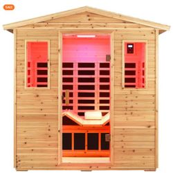 Outdoor Sauna 3 Person Infrared Sauna, Infrared Saunas for Home, 1950W Low EMF Far Infrared Sauna Old Fir Wooden Sauna with Beauty Red Light, Foldable