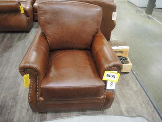 Rocky Mountain Polo Cognac Leather Club Chair with Nailhead Trim