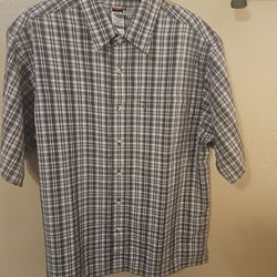 North Face Men's Short Sleeve Shirt- Plaid, Pockets, Buttons, Collar, Outdoors