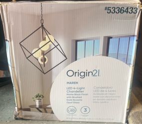 Origin 21 Maren 4-Light LED chandelier - Matte Black & Brushed Gold- NEW
