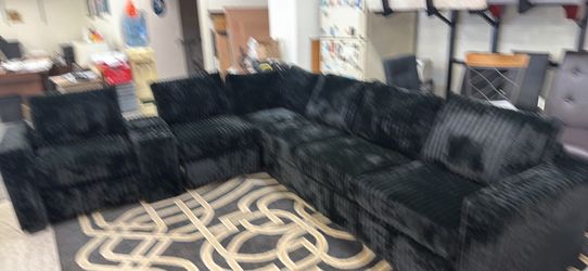 New 119x104 reversible furry corduroy sectional couch / free delivery