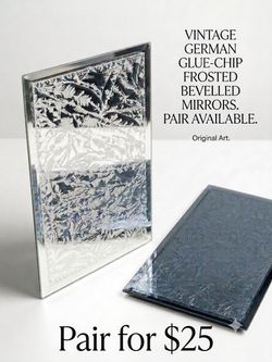Vintage German Glue-Chip Frosted Bevelled Mirrors - Pair