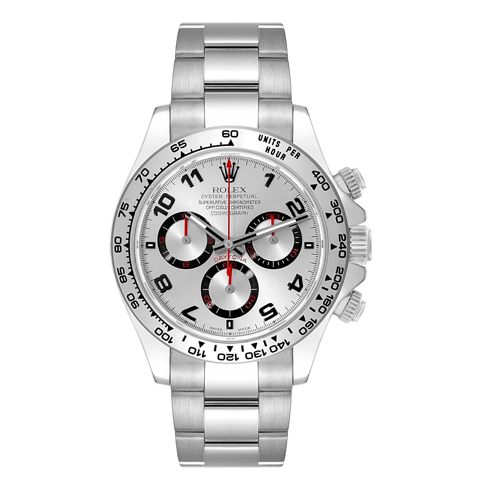 Men's Rolex 40mm Daytona - 18K White Gold Watch with Silver Chronograph Dial. 116509 322-19485