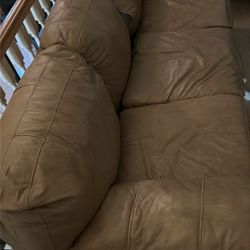 Beige Leather Sofa