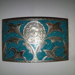 Turquoise And Silver Belt Buckle