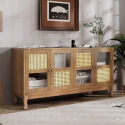 New Sideboard 59” With Rattan Doors