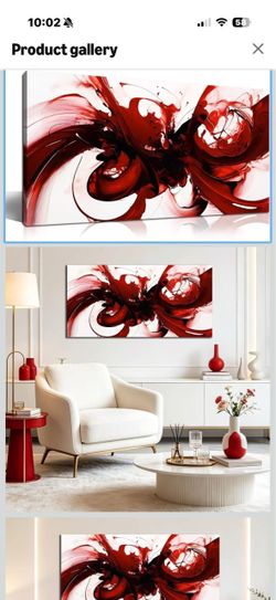 Brand New Red Black Abstract Canvas Print, Bold Wall Art for Living Room Decor 20x40 Inch Fade Resistant Canvas Print,Gallery Quality Finish For Drama