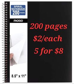 Spiral Notebook, 8.5" x 11", 200 Sheets, College Ruled & Graph Paper, Water-Resistant Hard Cover, Easy Tear-Off, 3-Hole Punched, Black Note Book