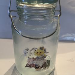 Vintage Green Glass Storage Container 