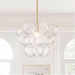 YUYI 1-Light Copper Bubble Globe Glass Ceiling Light Fixture Modern Cluster Chandelier Flush Mount Pendant Light