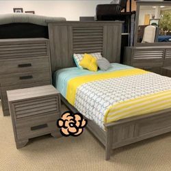 Brand New 5 Pcs Bedroom Set Queen or King Bed Dresser Nightstand Mirror and Chest Sarter