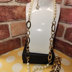#2029, E.L SIGNED  GOLD PLATED NECKLACE, 40"IN, VERY LIGHT WEIGHT
