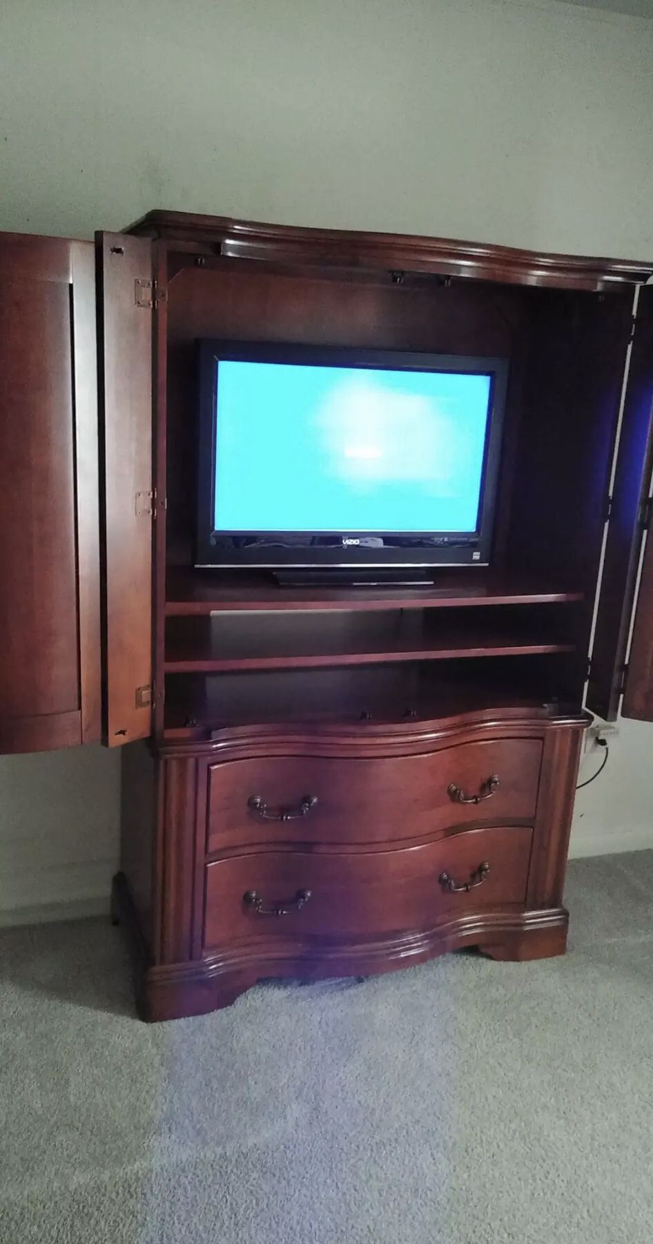 Beautiful 32” TV With Armoire/TV Hutch  ( Price For Both ) 