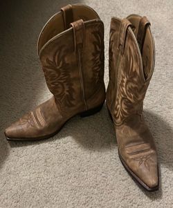 Vintage Dingo Distressed Tan Leather Cowboy Boots DI7522 Women's Size 9 M Snip Toe”