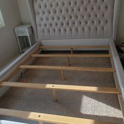 Queen size bed Very good condition clean mattress      Site table  White stool Come with