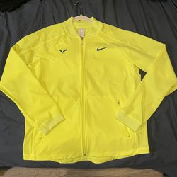 Men Nike Rafa Nadal Dri Fit Tennis Jacket Full Zip Volt Yellow Mens 