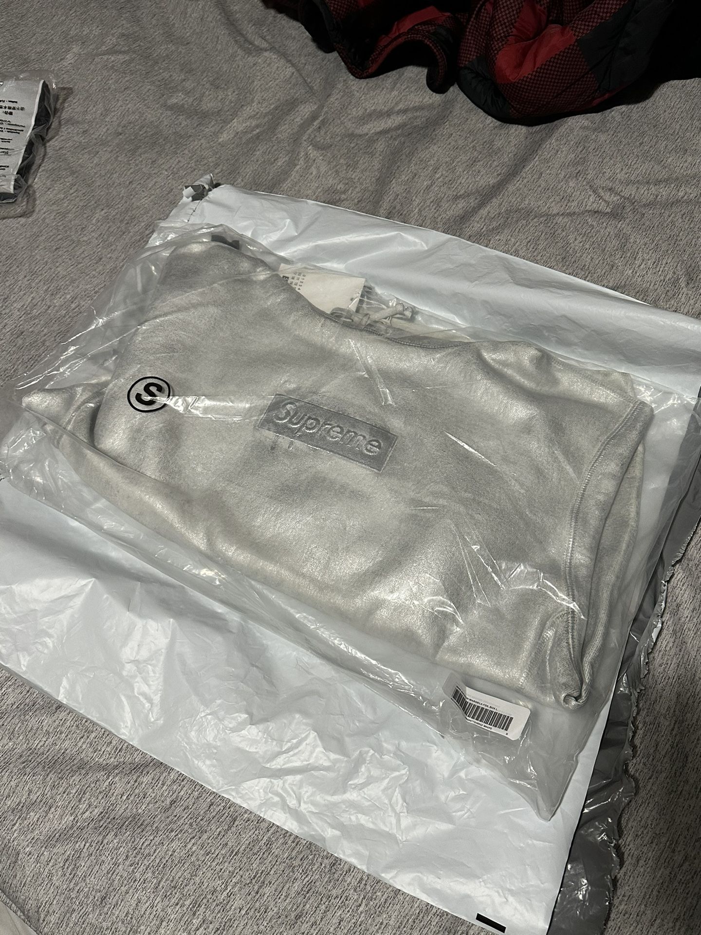 Supreme MM6 Maison Margiela Foil Box Logo Hooded Sweatshirt Size Small