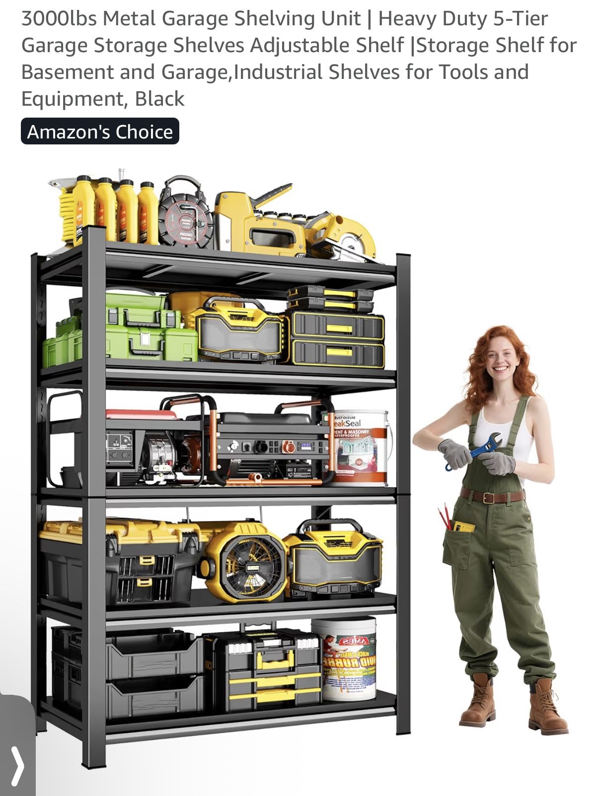 3000lbs Metal Garage Shelving Unit | Heavy Duty 5-Tier Garage Storage Shelves Adjustable Shelf |Storage Shelf for Basement and Garage,Industrial Shelv