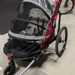 Double child bike trailer stroller combo