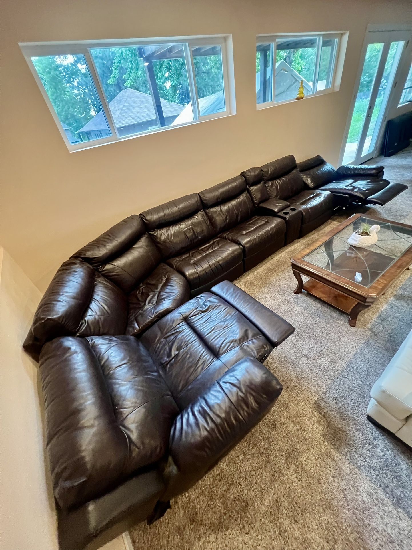 COUCH SECTIONAL DARK BROWN LEATHER