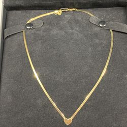 10K Yellow Gold Herringbone Heart Necklace Chain 