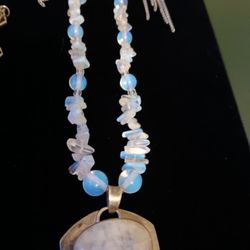 Moonstone & Silver Beaded Necklace