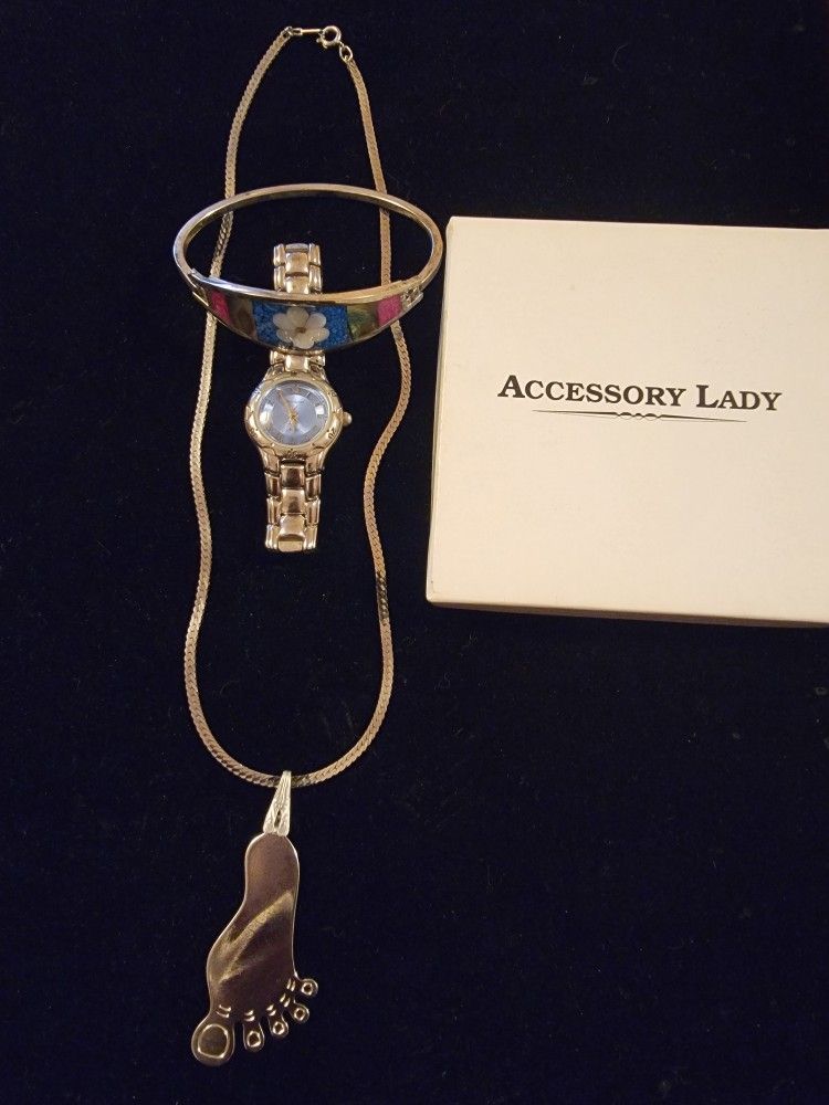 Barefoot Necklace,Charm,Bracelet& Watch Gift Set