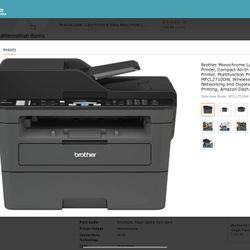 Brother Monochrome Laser Printer, Compact All-In One Printer, Multifunction Printer, MFCL2710DW, Wireless Networking and Duplex Printing, Amazon Dash 