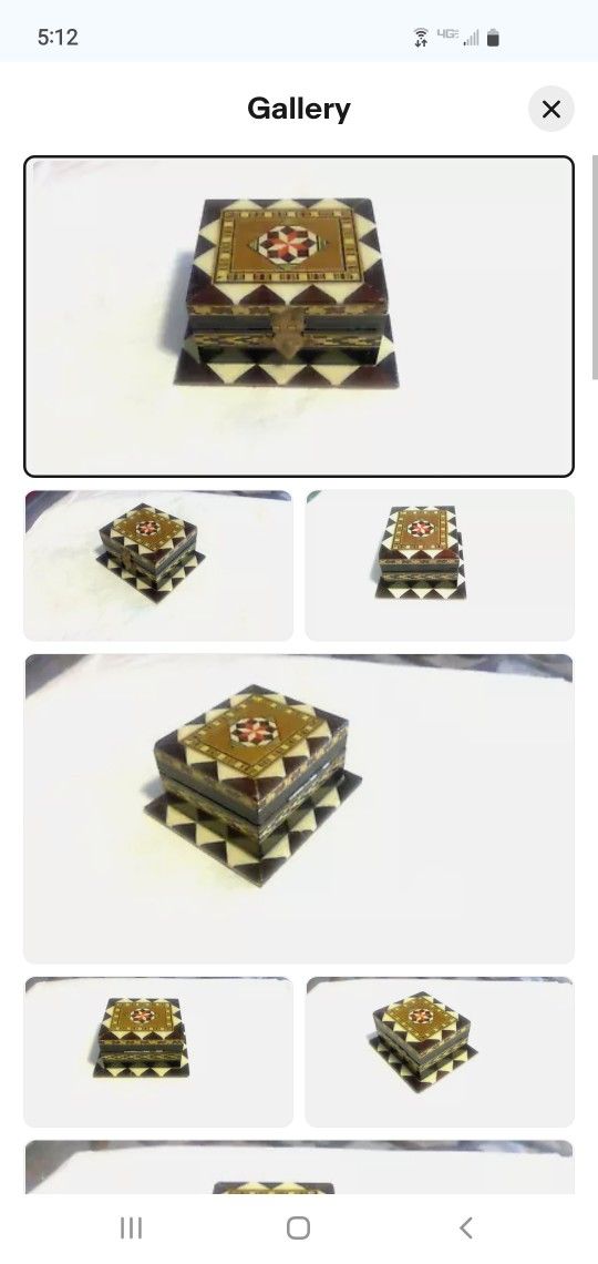 Jewelry Trinket Box Keepsake Inlaid Wood Small Marquetry Gem Vintage
