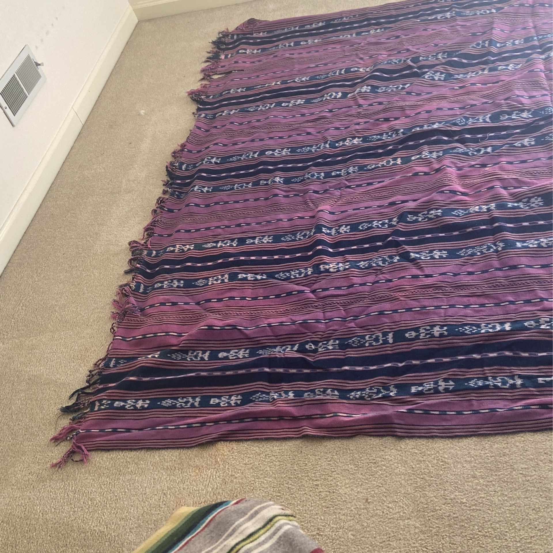 Woven Cotton Blanket From Mexico