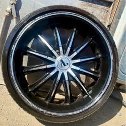Black Chrome Multi-Spoke Rim with Tire set of 4