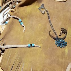 Halloween Costume  Pocahontas Made With Deer Skin And Comes With Turquoise Jewelry 