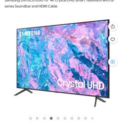 Samsung UN70CU7000 70" 4K Crystal UHD Smart Television with Q-series Soundbar and HDMI Cable