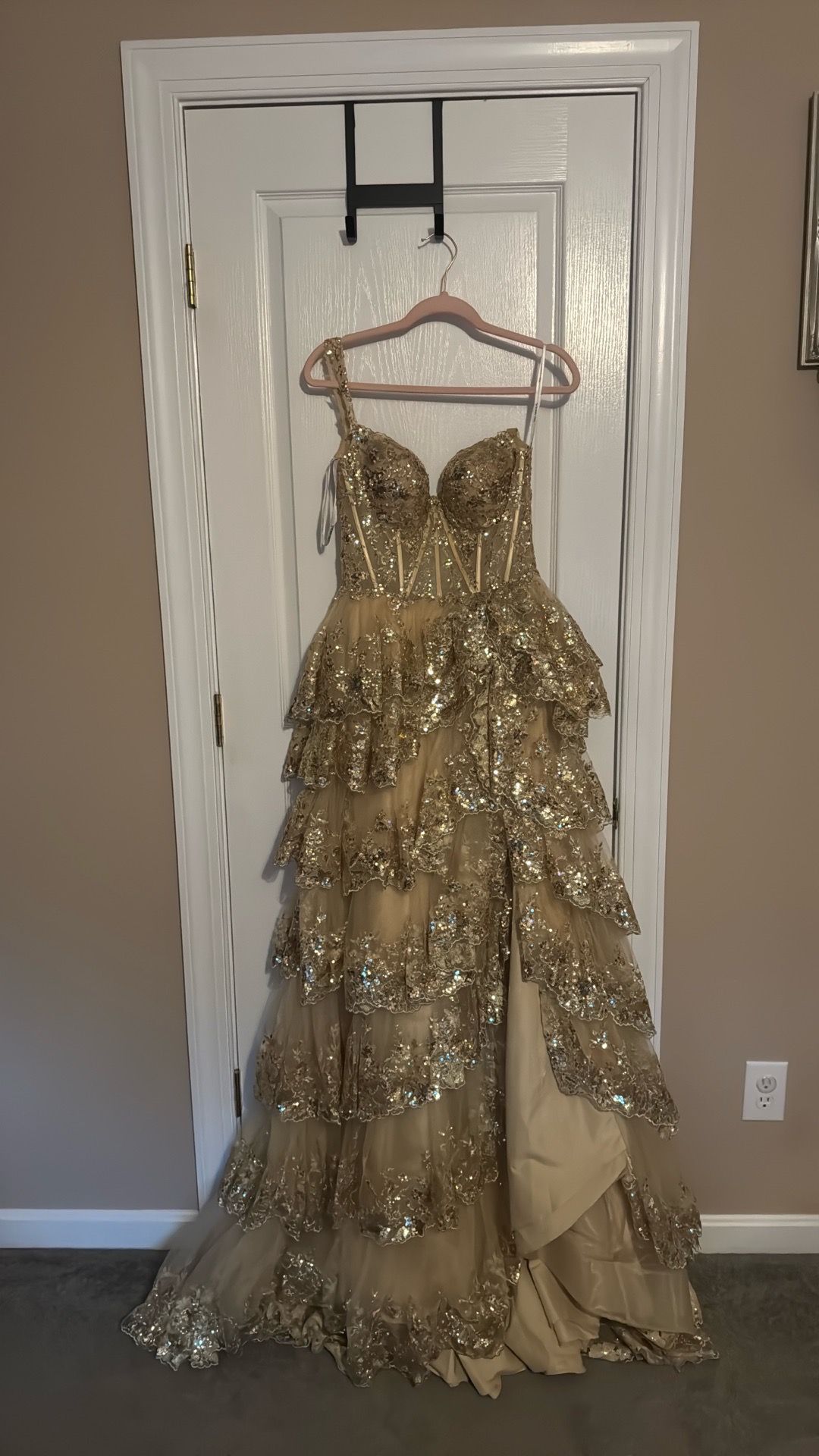Gold Sherry Hill Prom Dress size 10