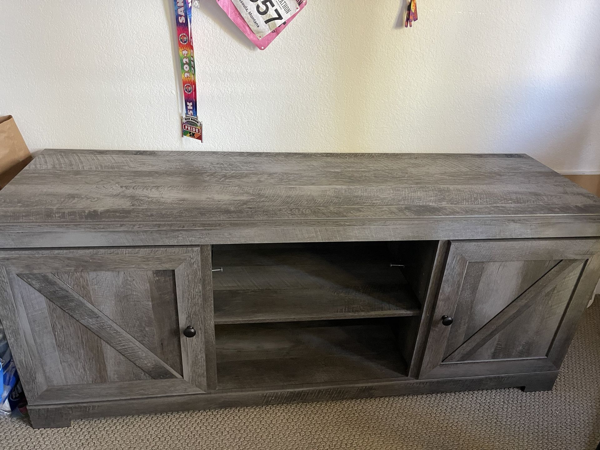 Grey Wood TV Stand