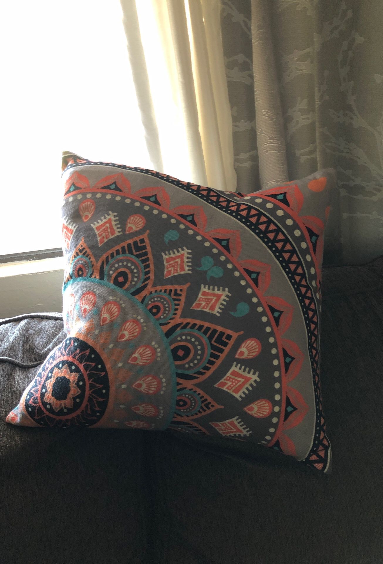 Gorgeous boho mandala feather pillow