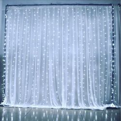 10Ftx10Ft Fairy Curtain String Christmas Lights W/ Clips