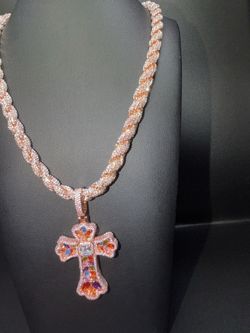 Rose gold plated moissanite chain and pendant