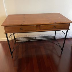 Iron And Wooden Desk Or Entry Table Preowned 