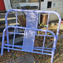 Refinished Antique Full size Iron Bed With Rails