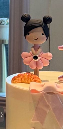 Little Girl and Croissant Cake Topper